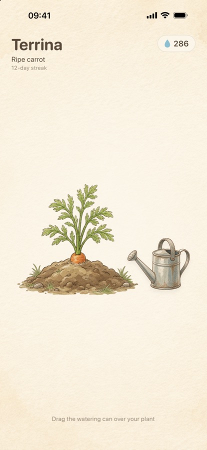 Terrina's garden screen with a ripe carrot