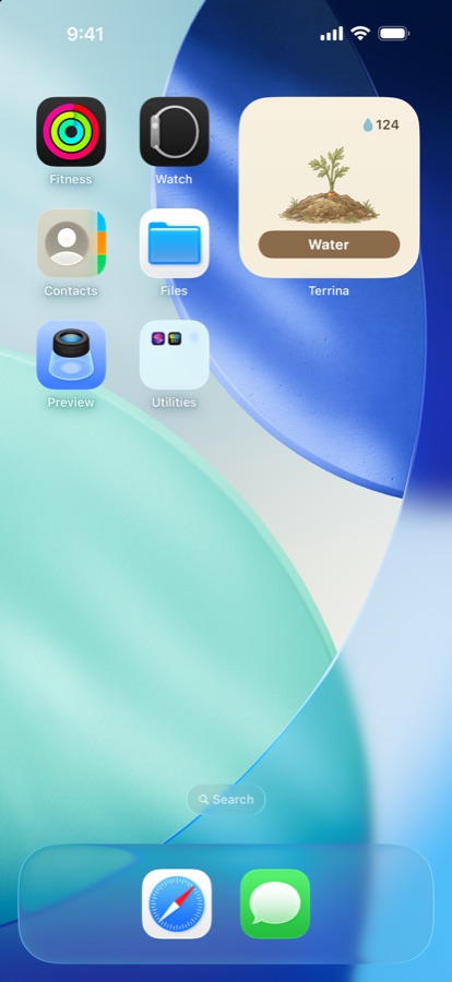 The Terrina widget on the Home Screen